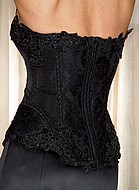 Corset with floral lace and beaded sequin